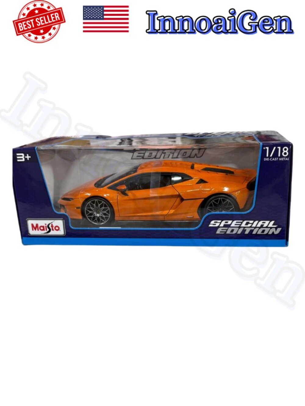 Maisto Special Edition 1/18 Lamborghini Temerario Orange Diecast Model Car NIB